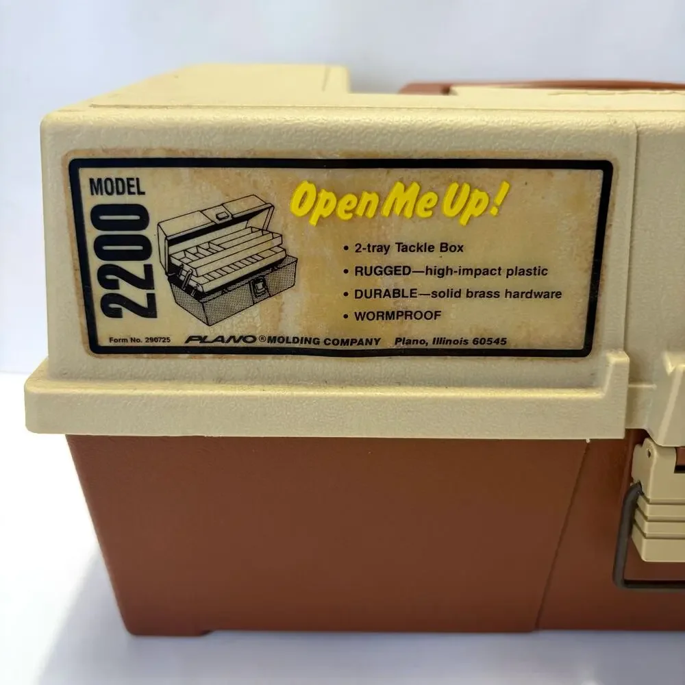 Vintage Plano 2200 2-Tray Tackle Box w/ Original 1992 Catalog & Papers